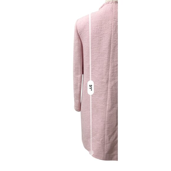 Zara Woman Pink Textured Open Front Tweed Coat With Fringe Trim Size Small - Picture 5 of 9
